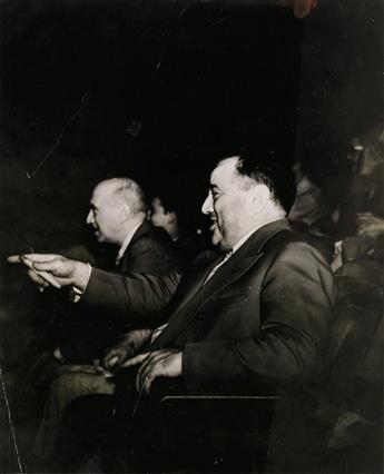 WEEGEE [ARTHUR FELLIG] (1899-1968) Group of 3 infra-red studies of New York Citys Mayor Fiorello LaGuardia watching a movie.